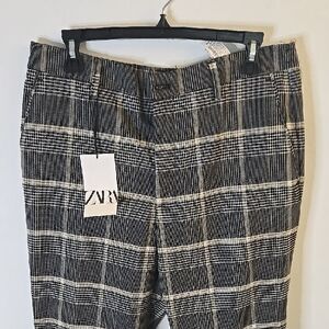 ZARA Men’s Black and White Plaid Chinos